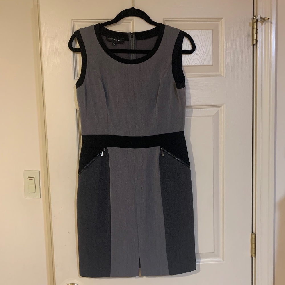 Jones New York Gray/Black Sleeveless Dress sz 6